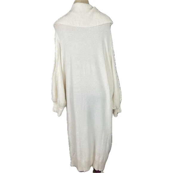 Roaman's +30/32 Eggshell Textured Detail Cowl Neckline Long Sleeve Sweater Dress - Picture 5 of 6